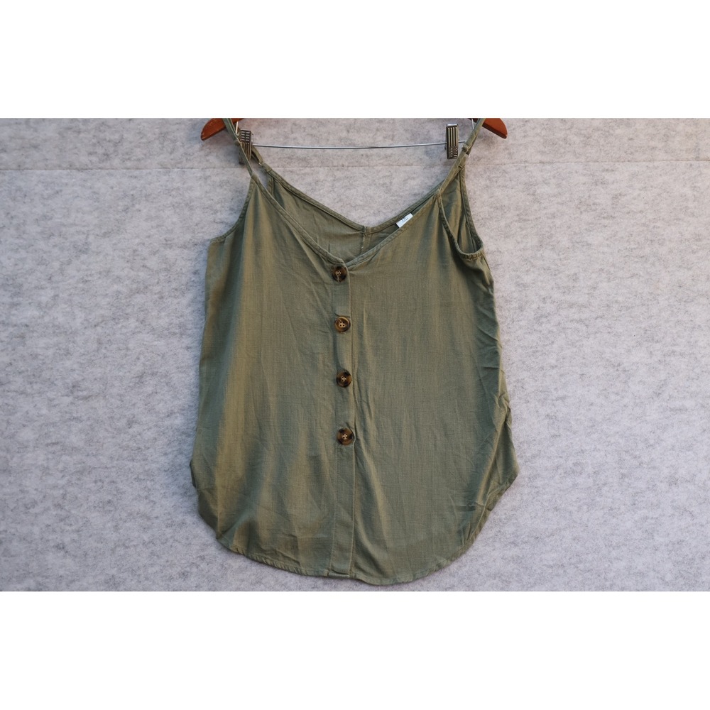 TR. notes Womens Olive Green Button Front‎ Camisole Top V-Neck Size M